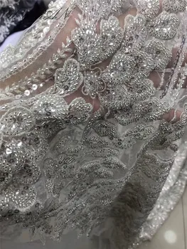 

African Lace Fabric Material for Sewing 2020 Beaded Embroidered Laces Fabric High Quality French Lace Fabric for Bridal Dress