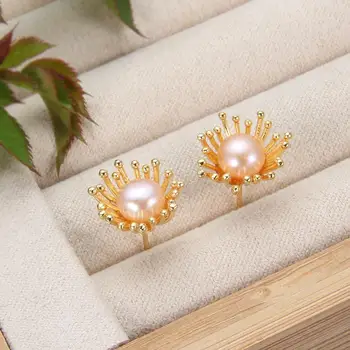 

Pearl Earrings 5-6mm White Pink Freshwater Pearl Stud Earrings For Women Party Gift Beautiful Flower Earrings Fashion Jewelry