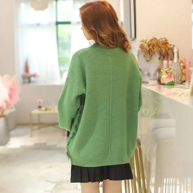 Свитер кардиган женский весна и осень одежда стиль колледжа свободный ленивый ветер внешняя трикотажная куртка