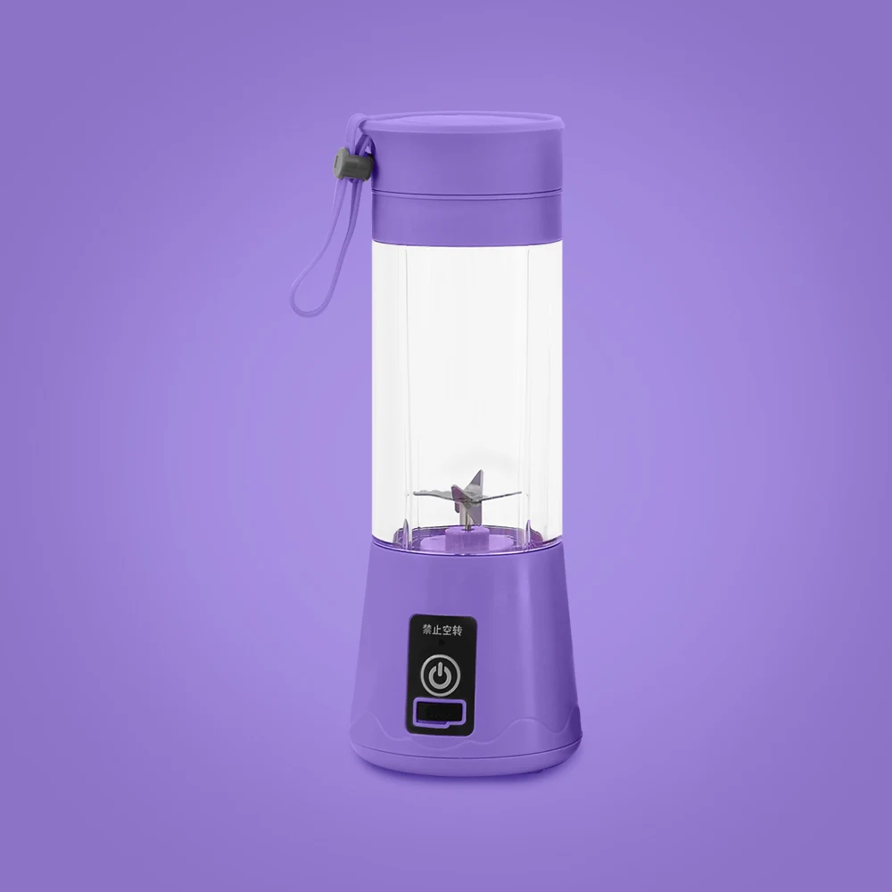 purple Миксер для смузи, блендер, 380 мл, портативная соковыжималка, электрическая, с зарядкой от USB, мини-чашка для приготовления сока, быстрые блендеры, кухонный комбайн - Цвет: purple