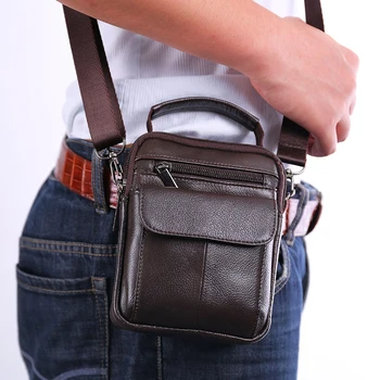 

Genuine Leather Men's Belt Bags Multi-functional Shoulder Bag For Men Mobile Phone Pouch Designer Waist Wallet Small HandBags