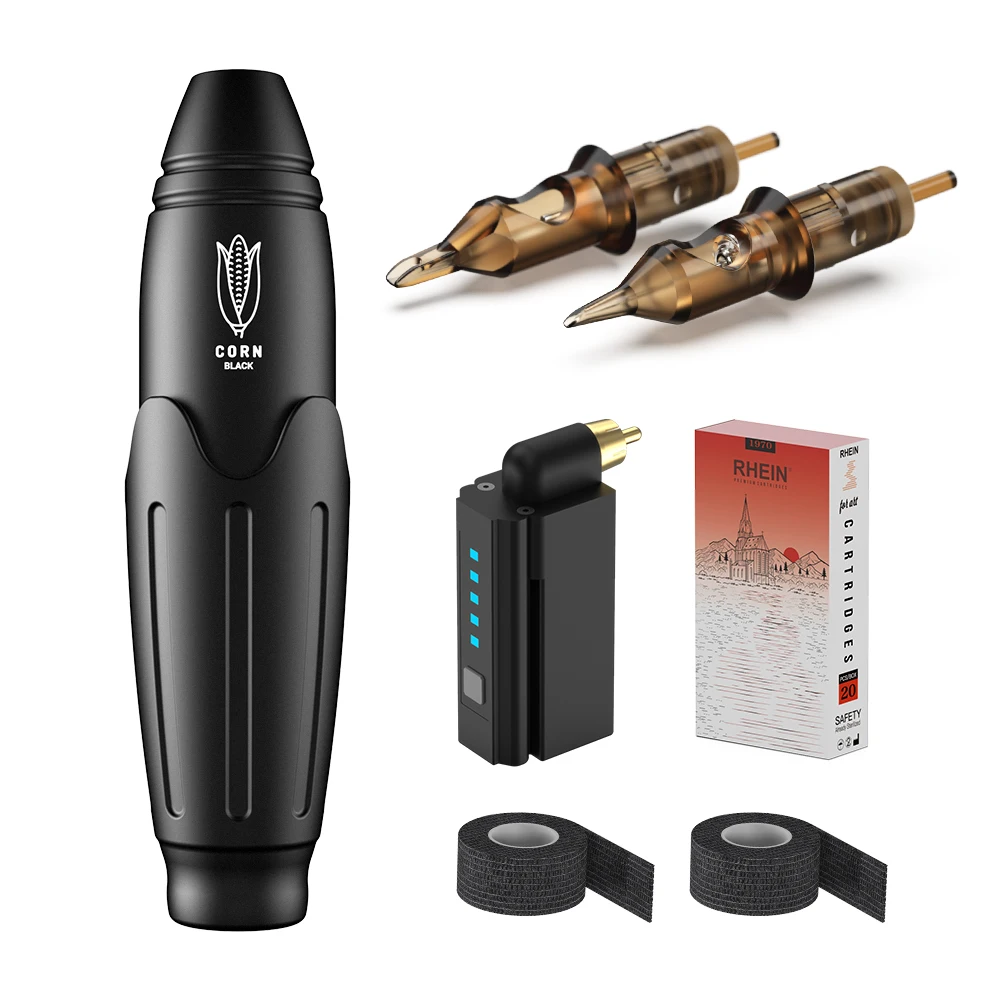 

Solong Tattoos Machine Kits Rotary Tattoo Guns Coreless Corn Pen DC Interface Permanent Makeup Tattooes Set with Cartridge EM136