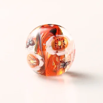 

16mm 1pc Transparent Multiclor Murano Glass 3D Flowers Butterflies Charm Bead Fit European Bracelet Hair Stick Jewelery