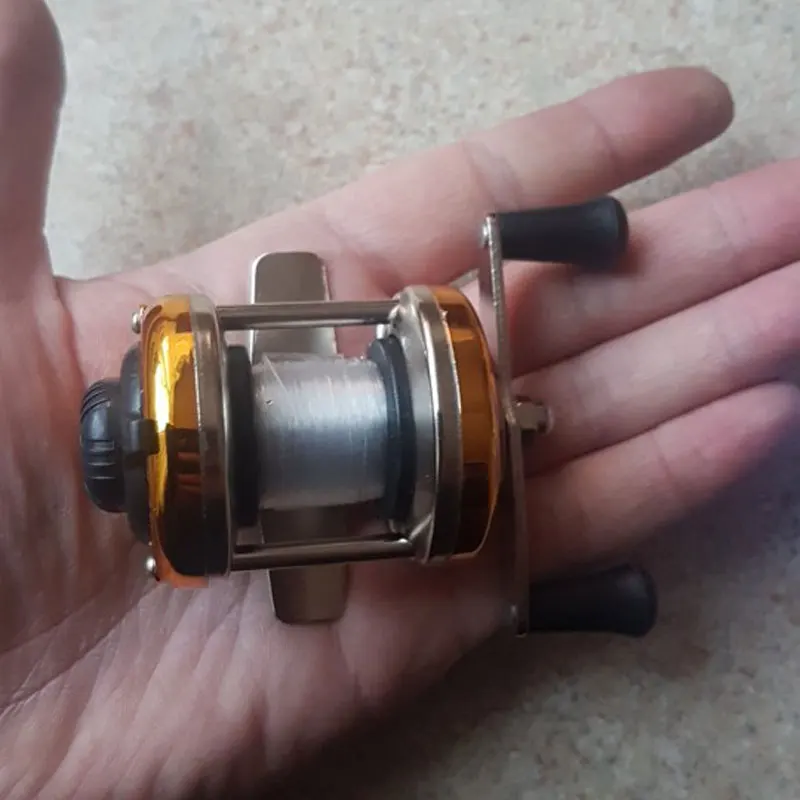 Mini Winter Ice Fishing Reel Baitcasting Double Rocker Bait Casting Fishing Reel Gold Blue Smooth Handle High Braking Strength Mini Winter Ice Fishing Reel Baitcasting Double Rocker Bait Casting Fishing Reel Gold Blue Smooth Handle High Braking Strength