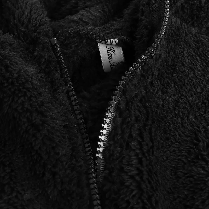 LITTHING 2019 женские толстовки на молнии девушка весна свободные пушистый медведь уха Толстовка Куртка с капюшоном теплая верхняя одежда