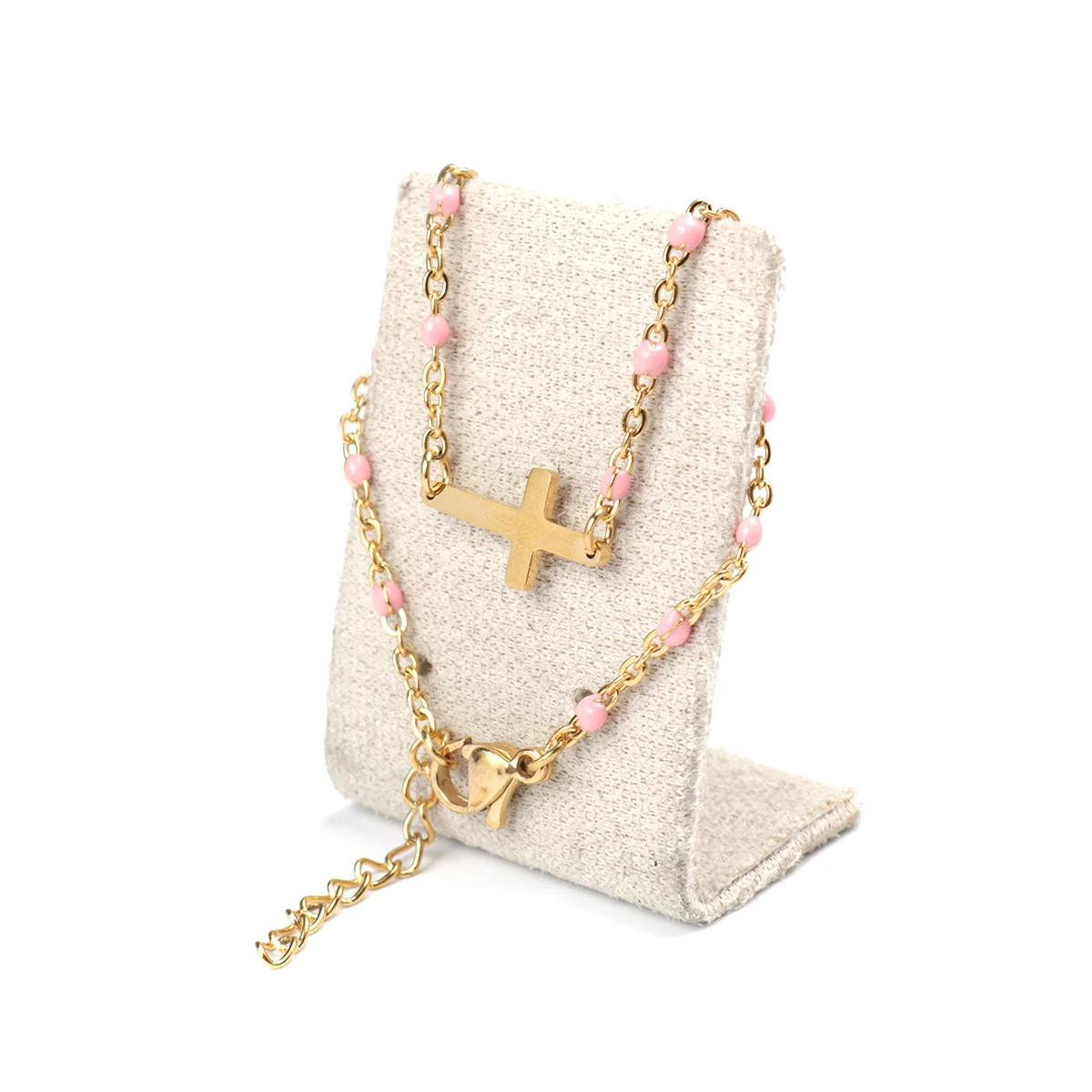 Stainless Steel Bracelets Link Cable Chain Cross Golden Enamel Bracelet Jewelry For Women Gifts 18cm Long 1 PC bracelet jewelry