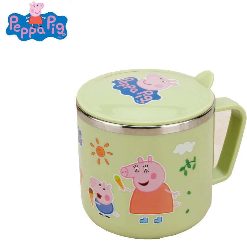 Peppa pig фигурки из нержавеющей стали, детская чашка с двойными стенками с ручками, детские подарочные чашки с героями мультфильмов - Цвет: 3