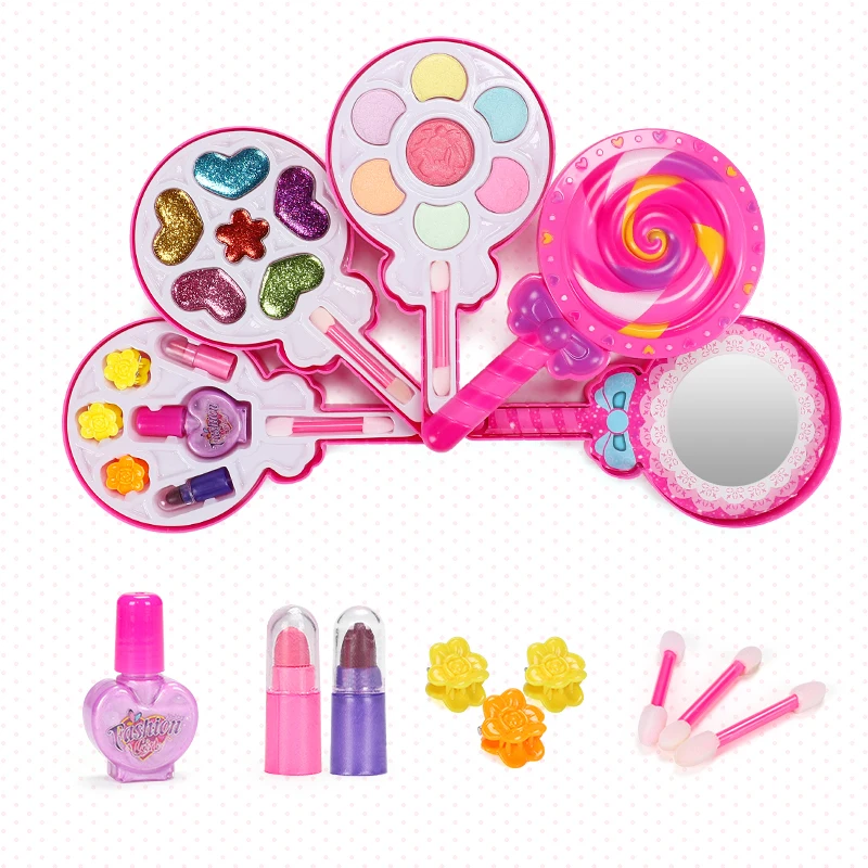 amazing Children make toy set game princess pink makeup safety non-toxic for girl dress up cosmetics kit pr