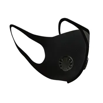 

Anti Bacterial Face Mouth Mask Double Breathing Valve + Filter Pad Adult Unisex Black Reusable Masks Prevent Saliva Respirator