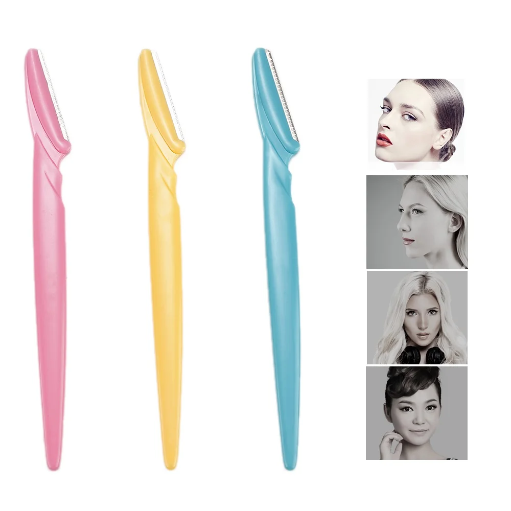 Recortador de cejas, afeitadora de pelo, hoja de afeitar segura, para cara Depilador, maquillaje, herramientas de belleza para cejas, 3 uds.