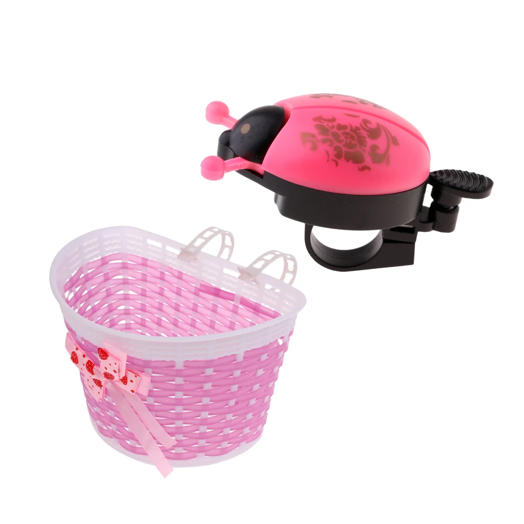 Bike Front Basket Cycle Shopping Stabilizer + Cycle Novelty Ladybug Bell Horn Alarm for    Bicycle Cycling Accessories