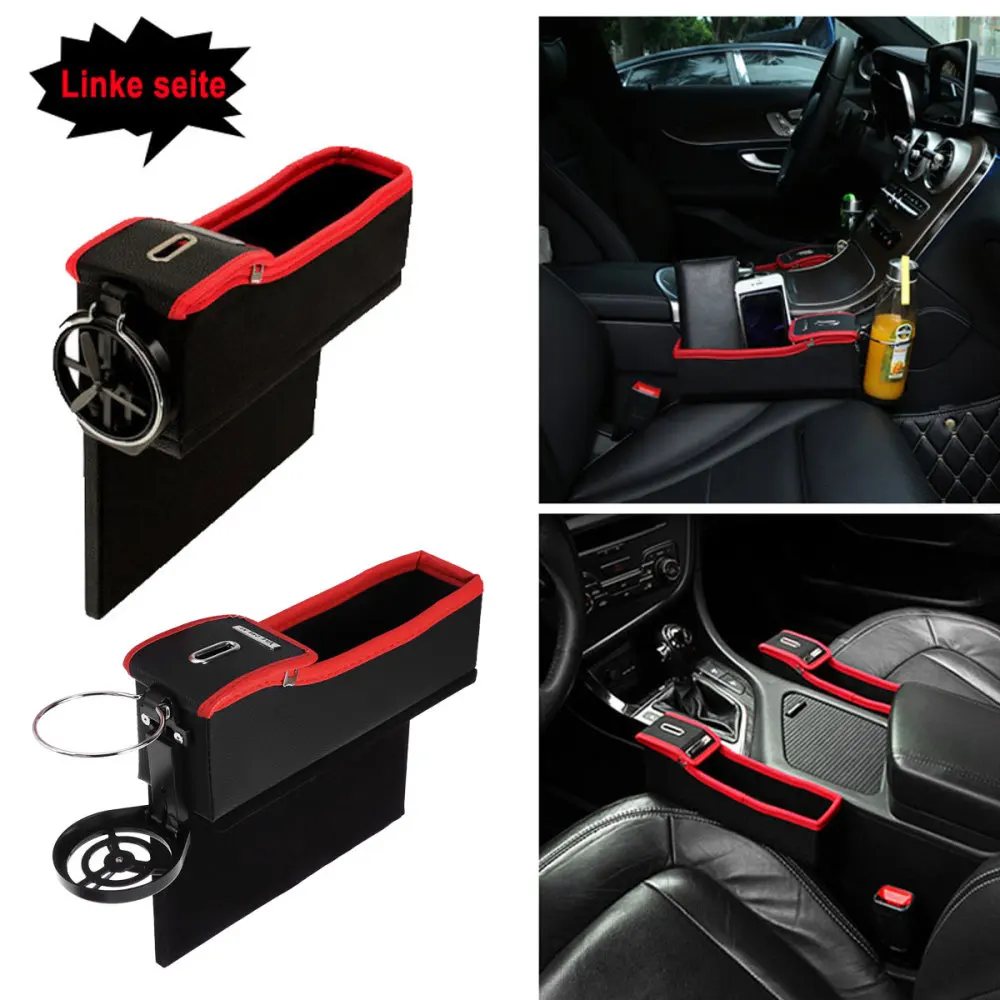 Car Seat Side Storage Console Organizer with Foldable Cup Holder Slot Gap Boxes - Left | Автомобили и мотоциклы