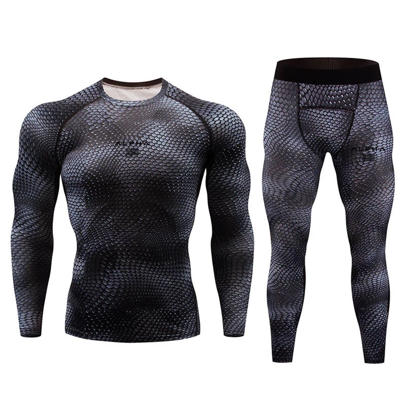 Men's Sports Compression Racing Set T-Shirt+ Pants- Skin Tights Fitness Long Sleeve Training Running Suits Clothing Yoga Wear