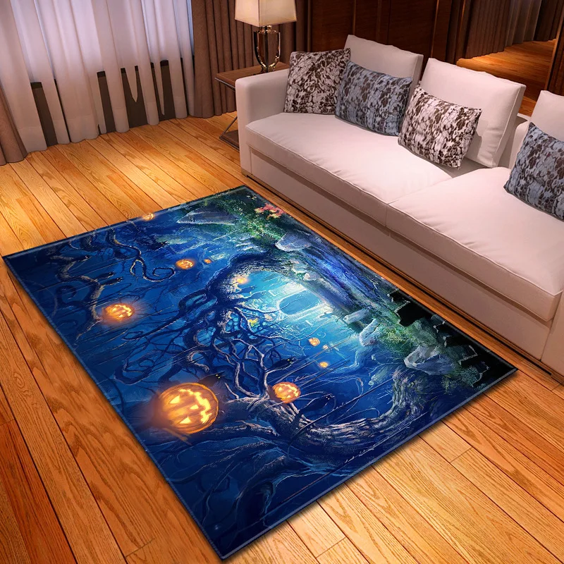 

Halloween Parlor Party Area Rugs Terror Bats Ancient Castle Large Carpet 3D Print Hallway Decor Carpets for Living Room Mats/Rug