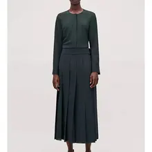 Женская юбка, осень и зима, новая темно-зеленая плиссированная юбка, половина юбки