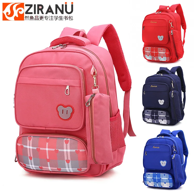 

Natural Fish Cartoon Schoolbag for Elementary School Students Nylon Backpack 3-6 Grade Relaxation Spine-British-Style School Bag