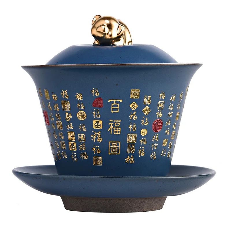 

Pure Silver Liner Ceramic Large Baifu Cover Bowl Tea Cup Sancai Cup Tea Set Description Pure Gold Pure Silver Gilt Silver Tea Bo