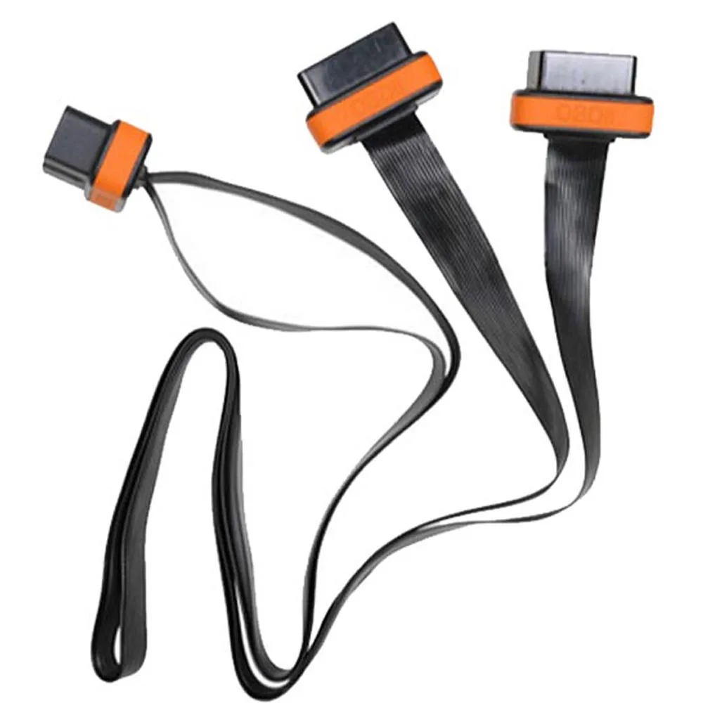 Оранжевый плоский+ тонкий как лапша OBDII OBD-II OBD 2 OBD2 16 Pin ELM327 Мужской Двойной Женский Y сплиттер локоть удлинитель - Цвет: Красный