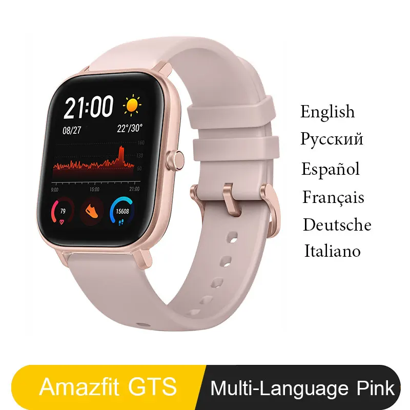 Huami Amazfit GTS глобальная версия Смарт-часы 5ATM водонепроницаемый Пульс 14 дней батарея gps управление музыкой как Apple Watch Xiaomi - Цвет: Rose powder