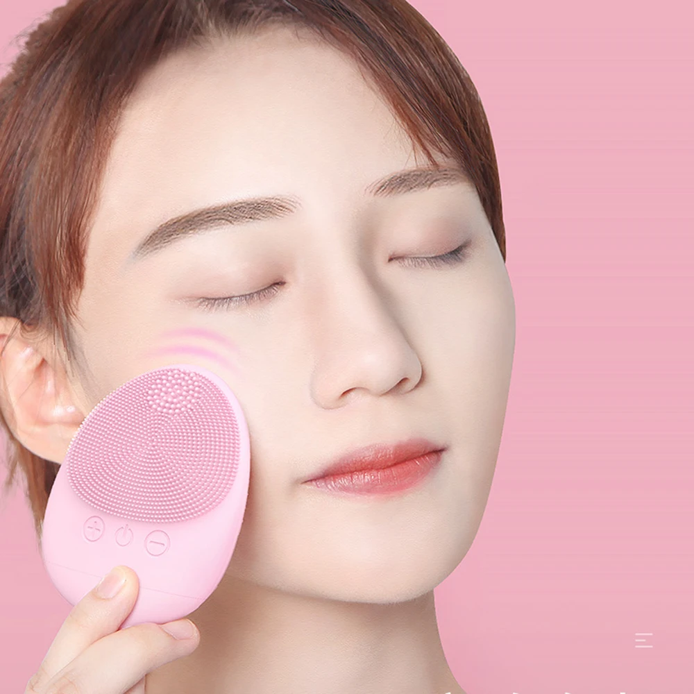 

Ultrasonic Electricface Cleansing Brush Face Washing Brush Vibration Skin Blackhead Remover Pore Cleaner Massage USB charging