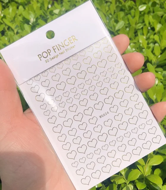 1pcs gold love heart pattern 3D Nail Sticker friuts Design Nails Accessories Fashion Manicure Sticker gold WG624