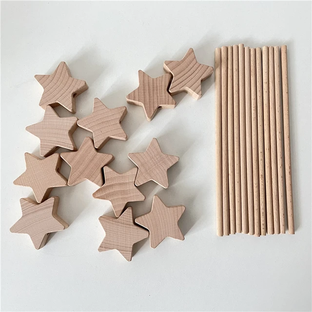 12pcs Wooden Star Fairy Stick Baby Nordic Wood Toys Beech Creative Room Decoration Kids Montessori Educational Toy for Children 5