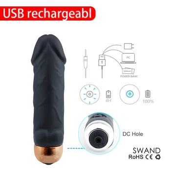 Mini Vibrator Realistic Dildo Bullet Penis Shape Vibrat 10 Vibration Dick Masturbator Clitoris Girls18+ Penises For Girls 3