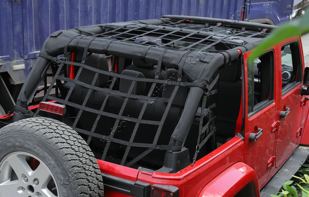 Для Jeep Wrangler JK 2007- черный автомобиль верхняя крыша задний багажник товары сетевая отделка автомобиля Стайлинг