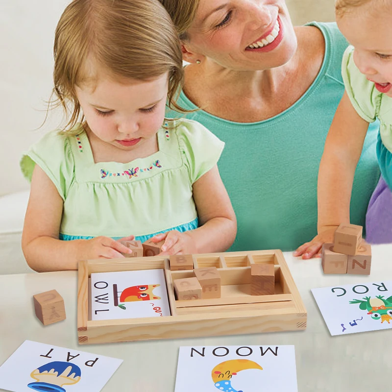 Деревянная игра с орфографическими словами, детские развивающие игрушки для детей, Обучающие деревянные игрушки, обучающая игрушка Монтессори, детские подарки