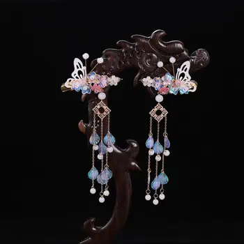 

1 Pair Vintage Costume Swallow Long Tassel Hair Pins Ancient Chinese Hanfu Wedding Dress Hair Headpieces Jewelry Accessories