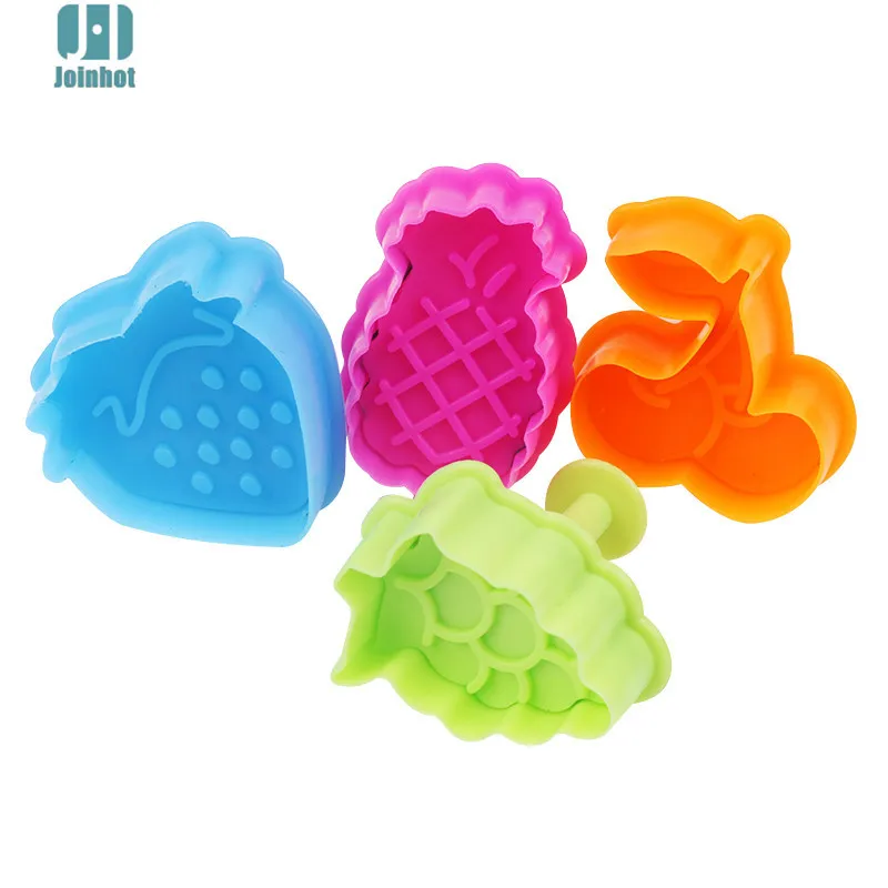 

4-pcs candy cookie pressing mold set fruit grape strawberry pineapple stereo children's cookie mold