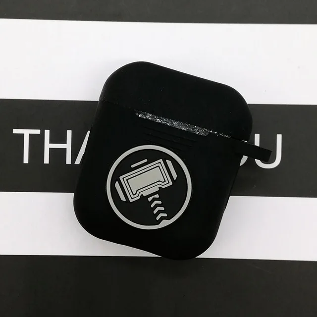 Мультяшный беспроводной Чехол для наушников для Apple AirPods 2, силиконовый чехол для зарядки наушников s, защитный чехол для AirPods - Цвет: black Raytheon