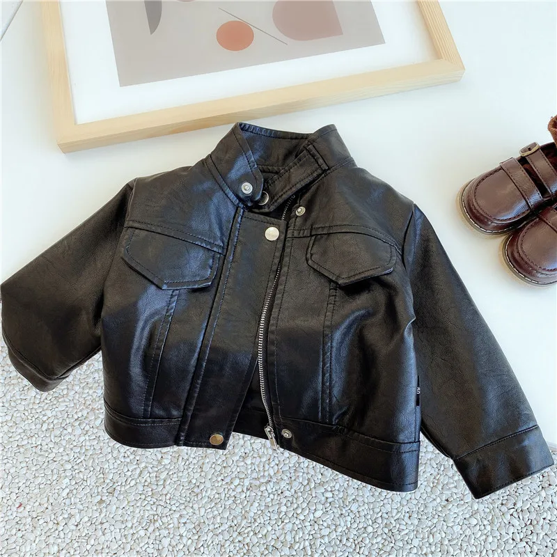Fashion Boy Outerwear New Spring Autumn Winter Boy PU Jacket Children Warm Velvet Lining Coat For Coat
