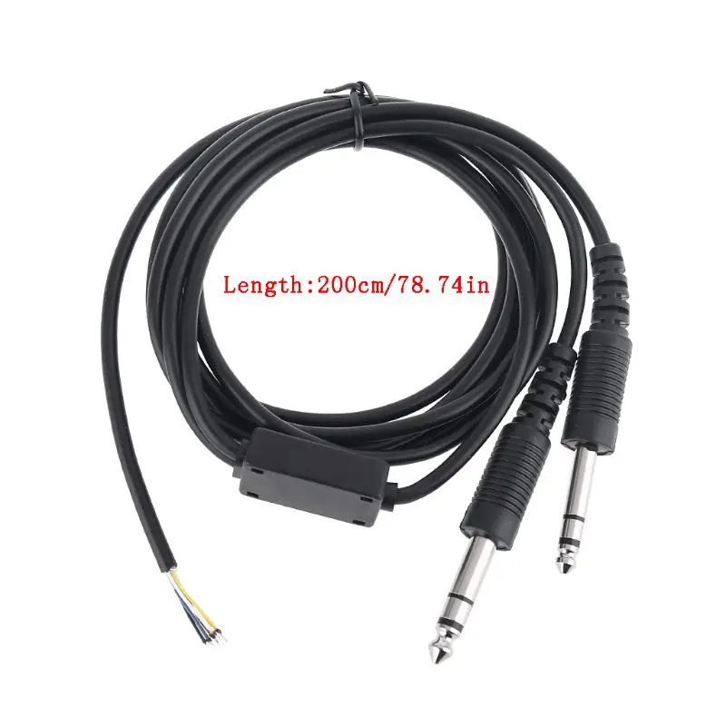 200cm DIY Aviation Headset Dual-plug Aircraft Headphones Replacement Cable Line AXYF