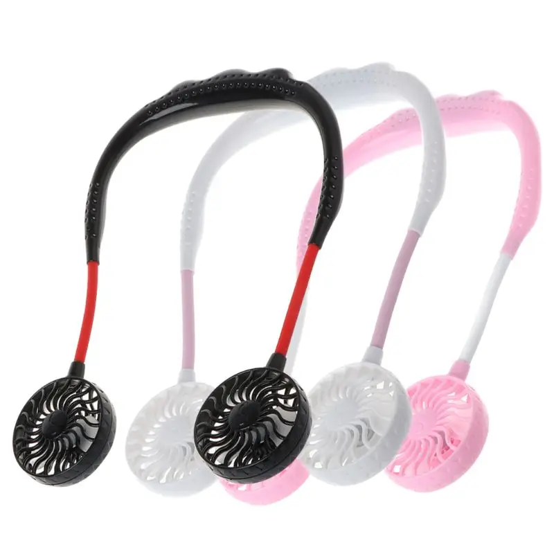 

Hands-free Neck Band Hanging Fan USB Rechargeable Dual Fan Air Cooler 3 Speed X6HA
