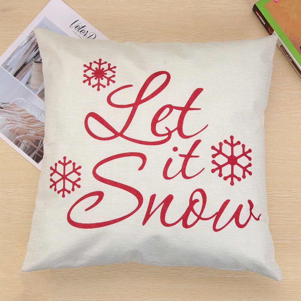 1PC 18"x18" Printed Merry Christmas Pillow Cases Flax Pillowcase Cushion Cover Xmas Gifts Living Room Sofa Decorative Supplies