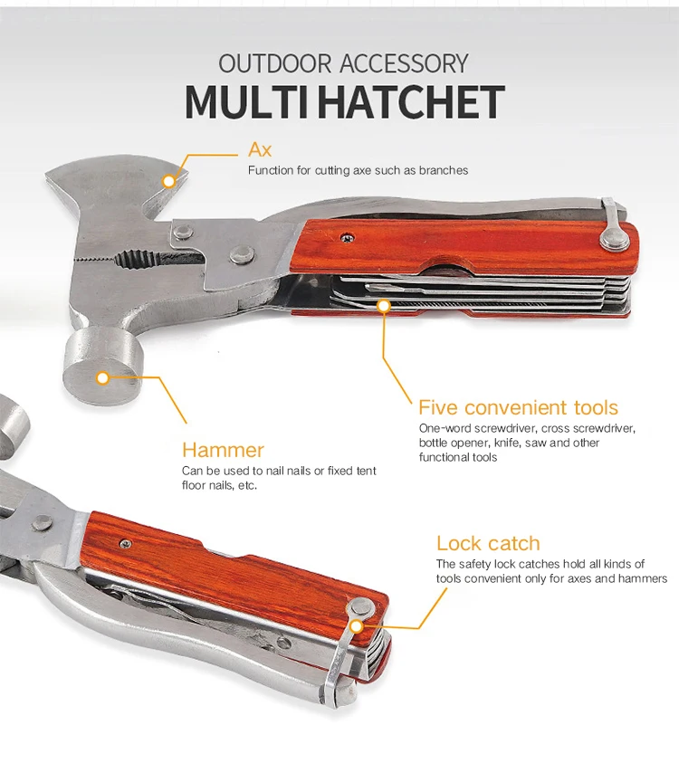9 в 1 Многофункциональный инструмент наружный Многофункциональный топор Портативный кемпинговый тент молоток многофункциональный инструмент