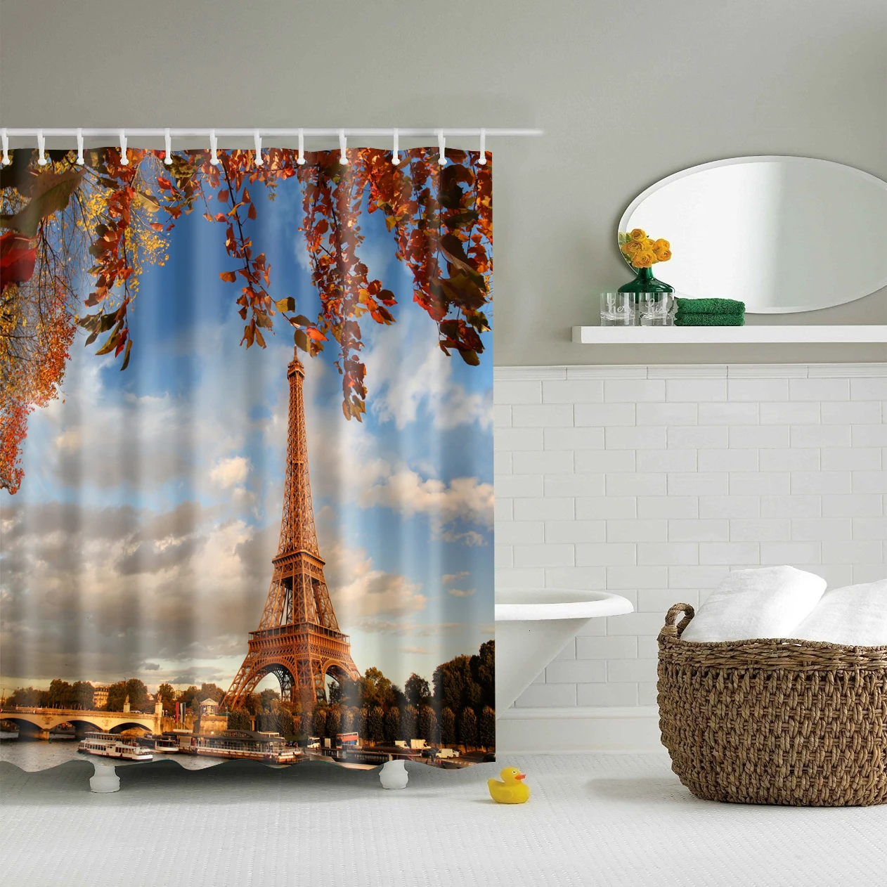 Парижский пейзаж занавеска для душа Водонепроницаемая полиэфирная ткань занавеска для ванной для украшения ванной комнаты украшение дома с крючками