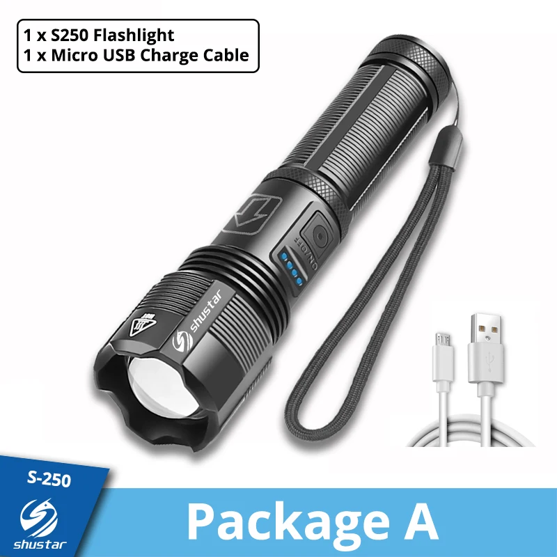 Super Bright 4 Core P70.2 LED Flashlight with Battery Display 5 Lighting Modes for Adventure, Hiking, Camping, Hunting, Etc. emergency flashlights Flashlights