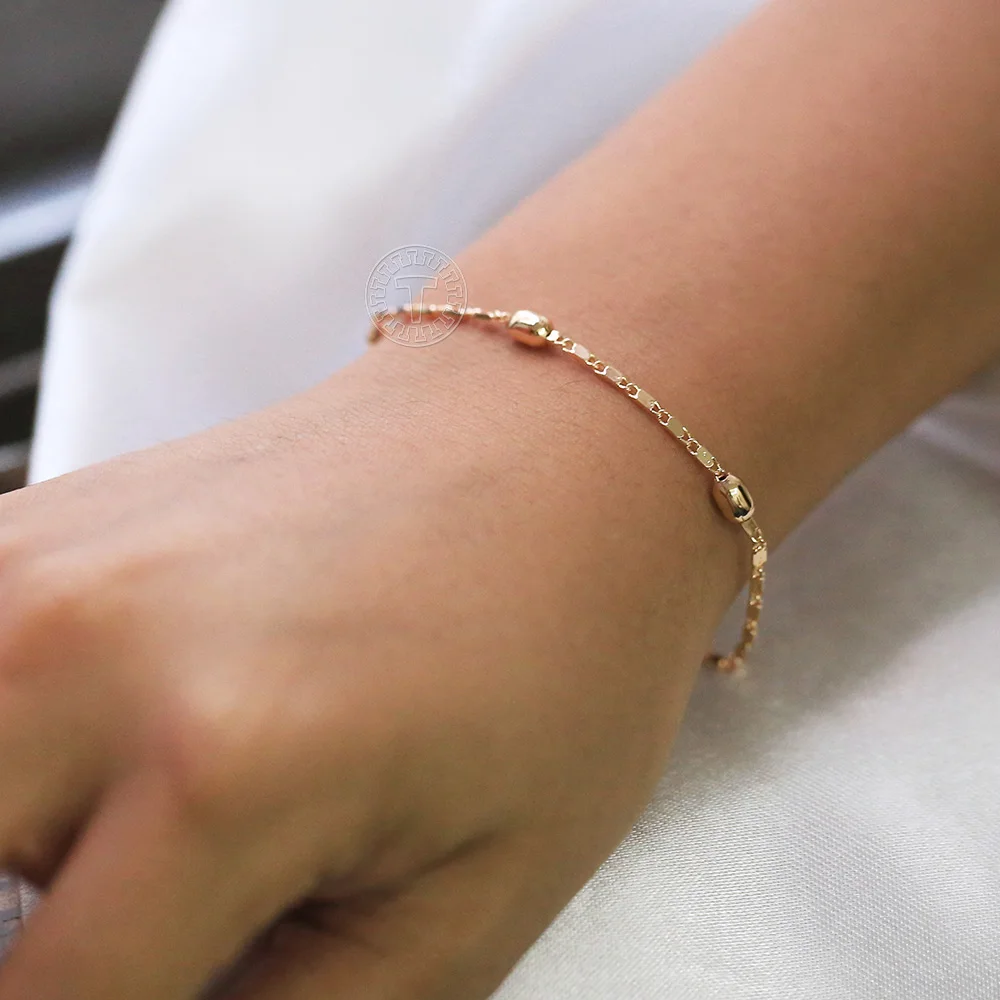 Jewelry Set 2mm 585 Rose Gold Color For Women Girls Beaded Bracelets Necklaces Set Bead Chain Wedding Jewelry Gift jewelry sets,jewelry set