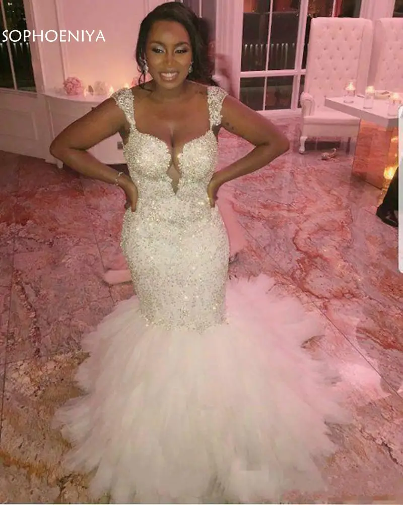Новое поступление, кружевное свадебное платье с бусинами,, Casamento vestido de noiva sereia, свадебные платья русалки, большие размеры