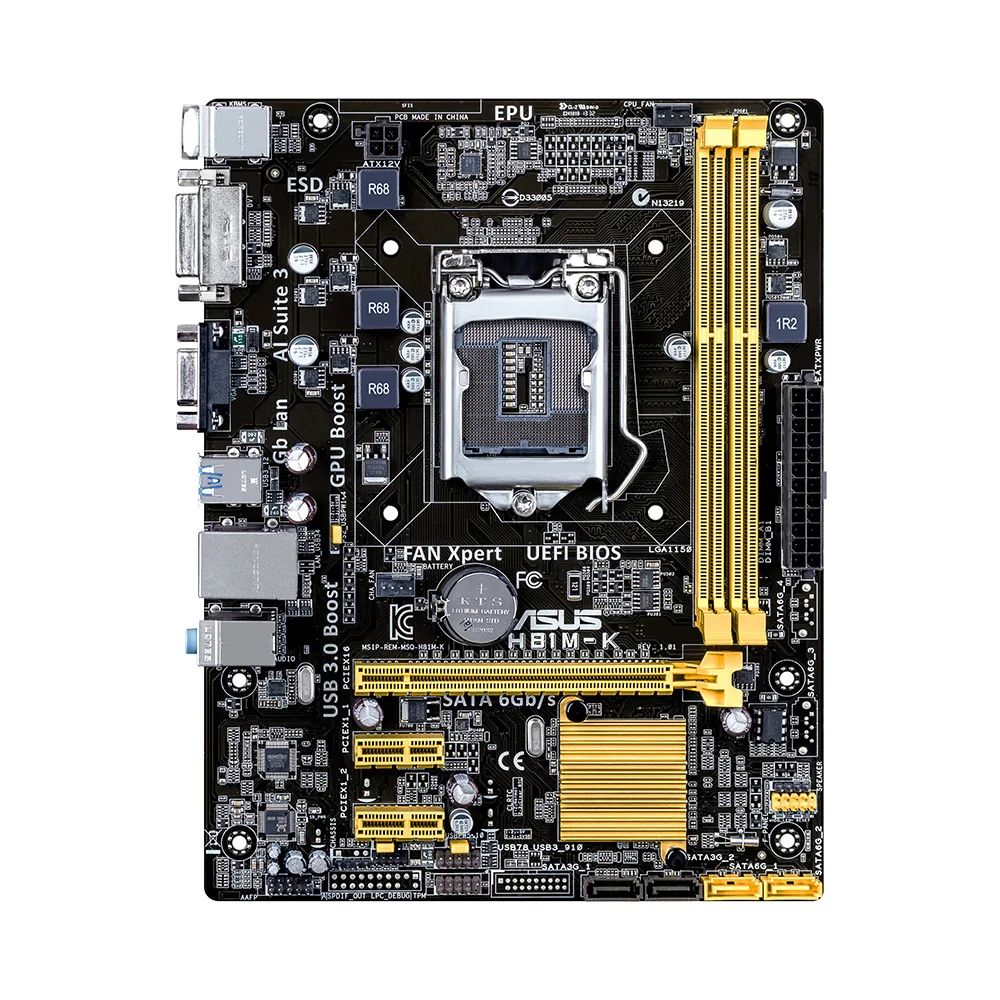 Материнская плата Совершенно новый оригинал ASUS H81M K lga 1150 Intel 2 x DDR3 SATA ssd DVI VGA USB 3 0 uATX