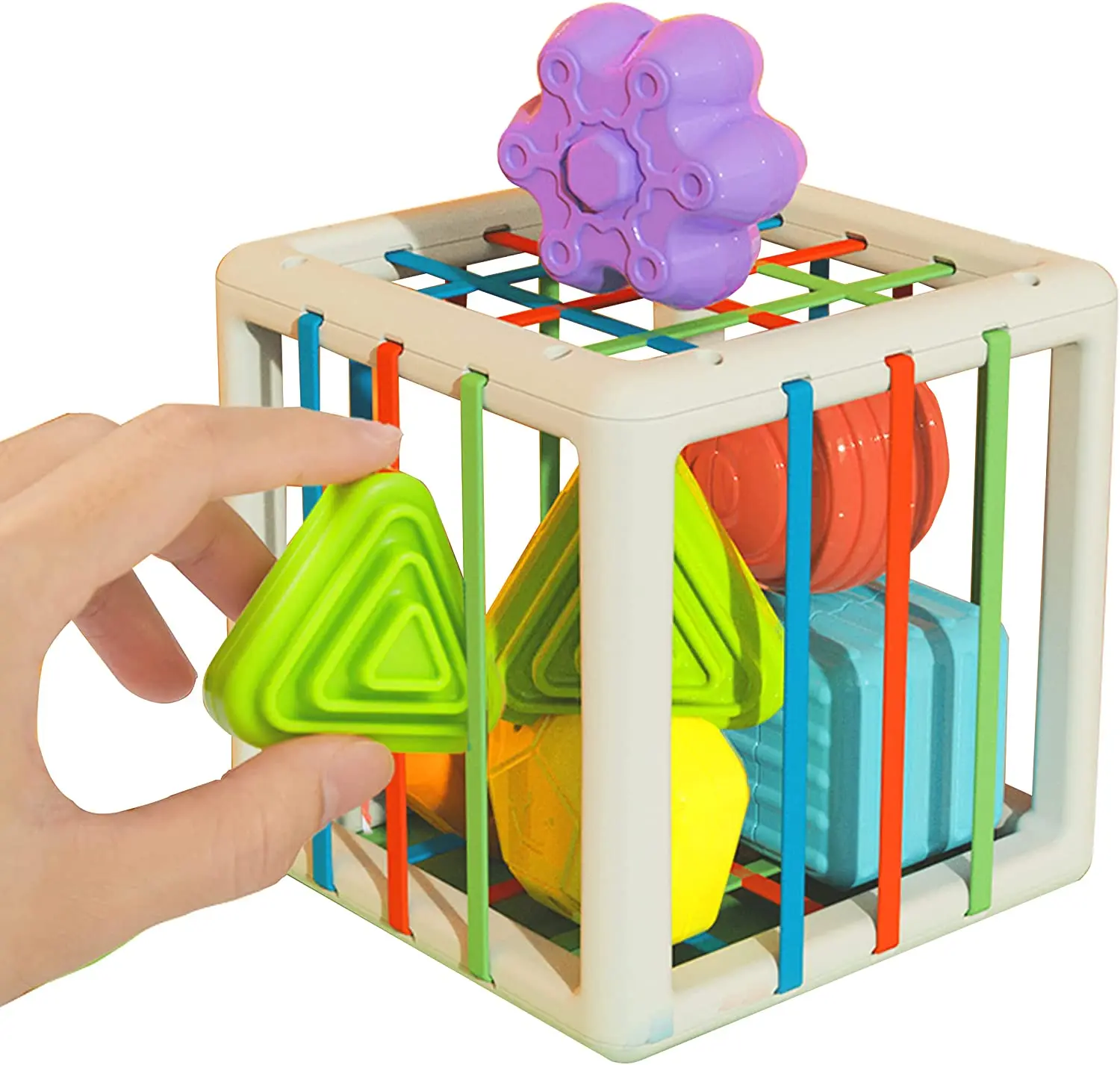 Cube d'activité Montessori pour bébé, jouet mentaires oriel, trieur de  formes pour enfants de 1