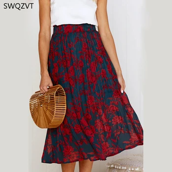 

7 Color Fashion Dot Print Women Skirt with Pocket Casual Spring Summer Loose Comfortable Long Skirts Womens Ladies Clothes