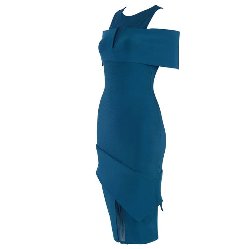 Новое летнее женское Бандажное Платье Vestidos сексуальное с открытыми плечами облегающее Клубное платье миди вечернее платье в стиле знаменитостей