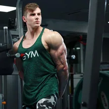 New Style Muscle Brother New Style Fitness Vest Men's Sports Casual Sleeveless T-shirt Vest Manufacturers Direct Selling