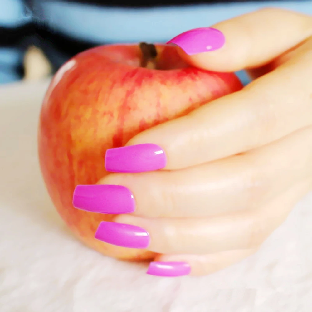 

24Pcs Bright Pink Artificial Fake Nails For Design DIY Long False Nails Full Cover Lady Fingernails Tips Press On Nail