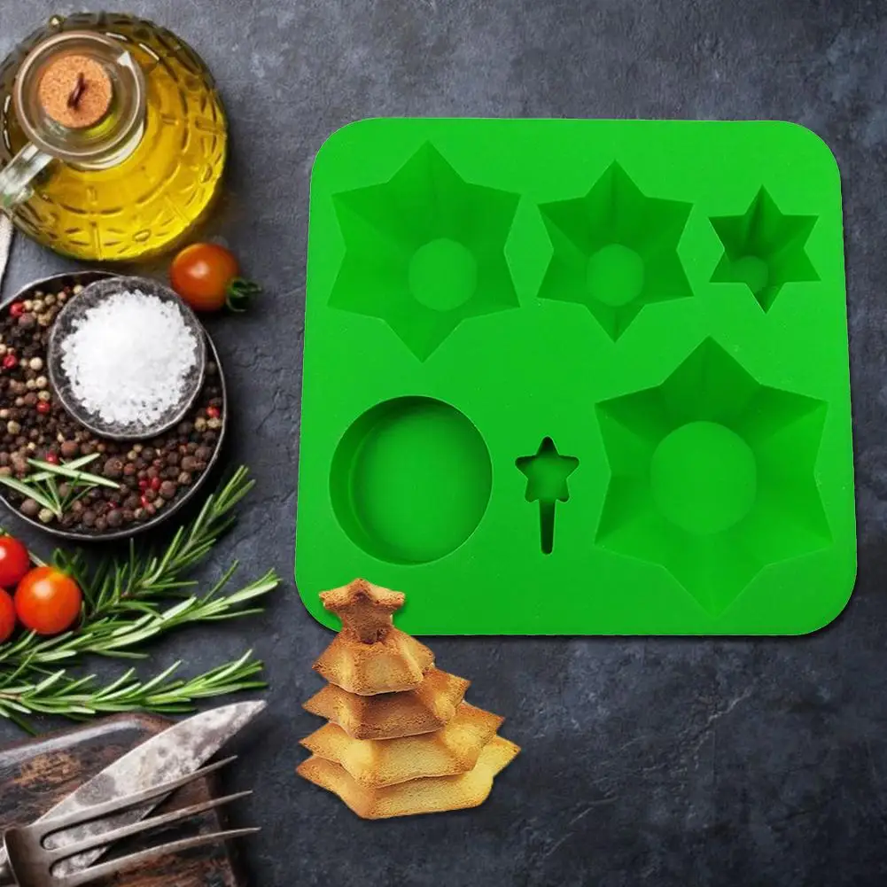 Silicone Baking Tray Christmas Tree Bakeware Non-stick Mold For Baking Bread Breadstick Biscuit Chocolate Bakery Cake Mold Tools