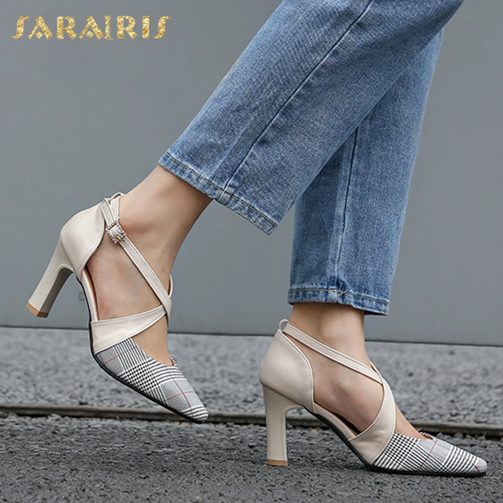 

Sarairis Fashion 2020 Plus Size 46 High Heels Mix Color Pumps Woman Shoes Pointed Toe Spring Office Lady Pumps Women Shoes