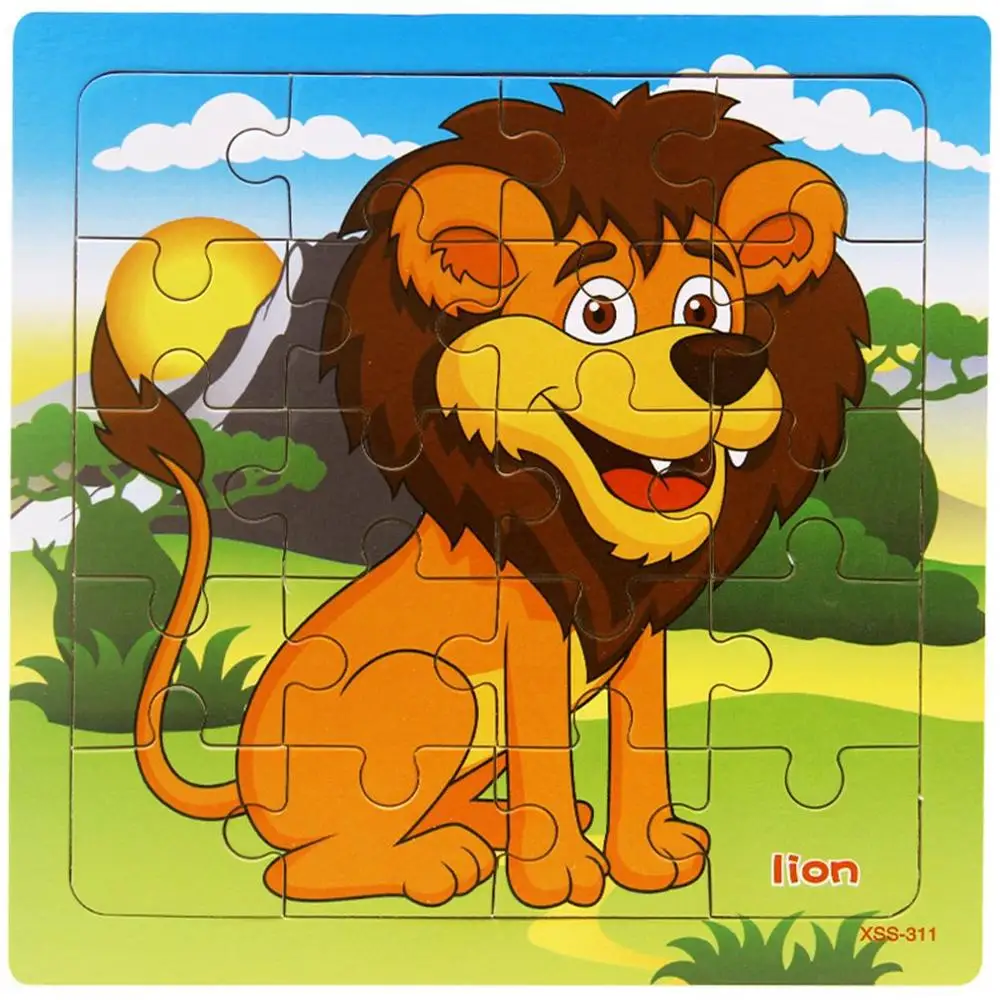 Lion Мини 3D головоломка детская головоломка 20 частей древесный лес форма животного история головоломка ИОМ для детей головоломка обучающая игрушка - Цвет: Lion